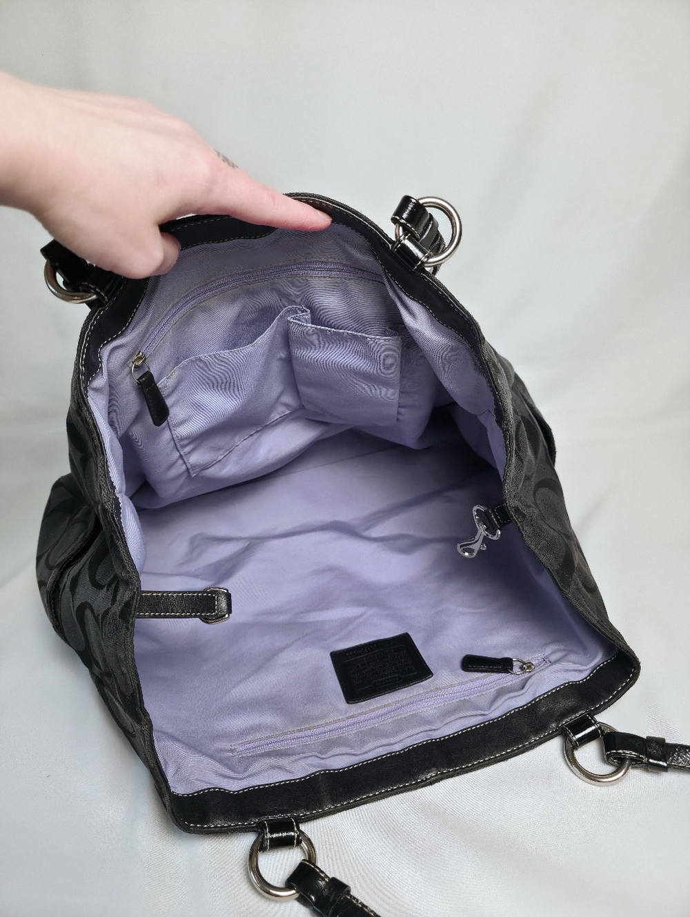 PROJECT Coach Black Canvas Tote 'C' Monogram Huge Shoulder Laptop Diaper Bag Y2K - Picture 12 of 16